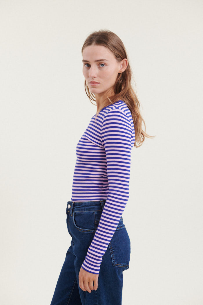 Basic Apparel Ludmilla LS Tee T-shirts 739 Clematis blue/ Sweet Lilac